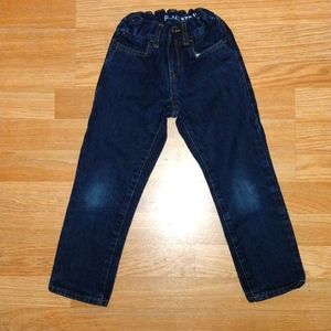 Straight dark blue jeans